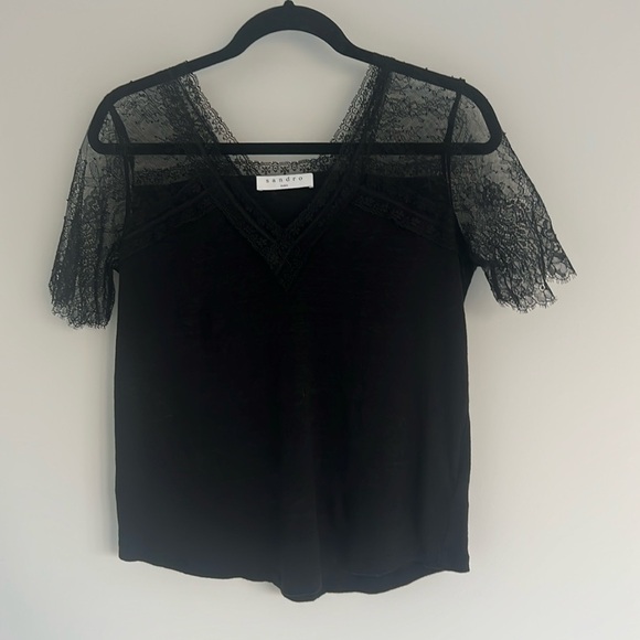 Sandro black lace top. - Picture 1 of 5